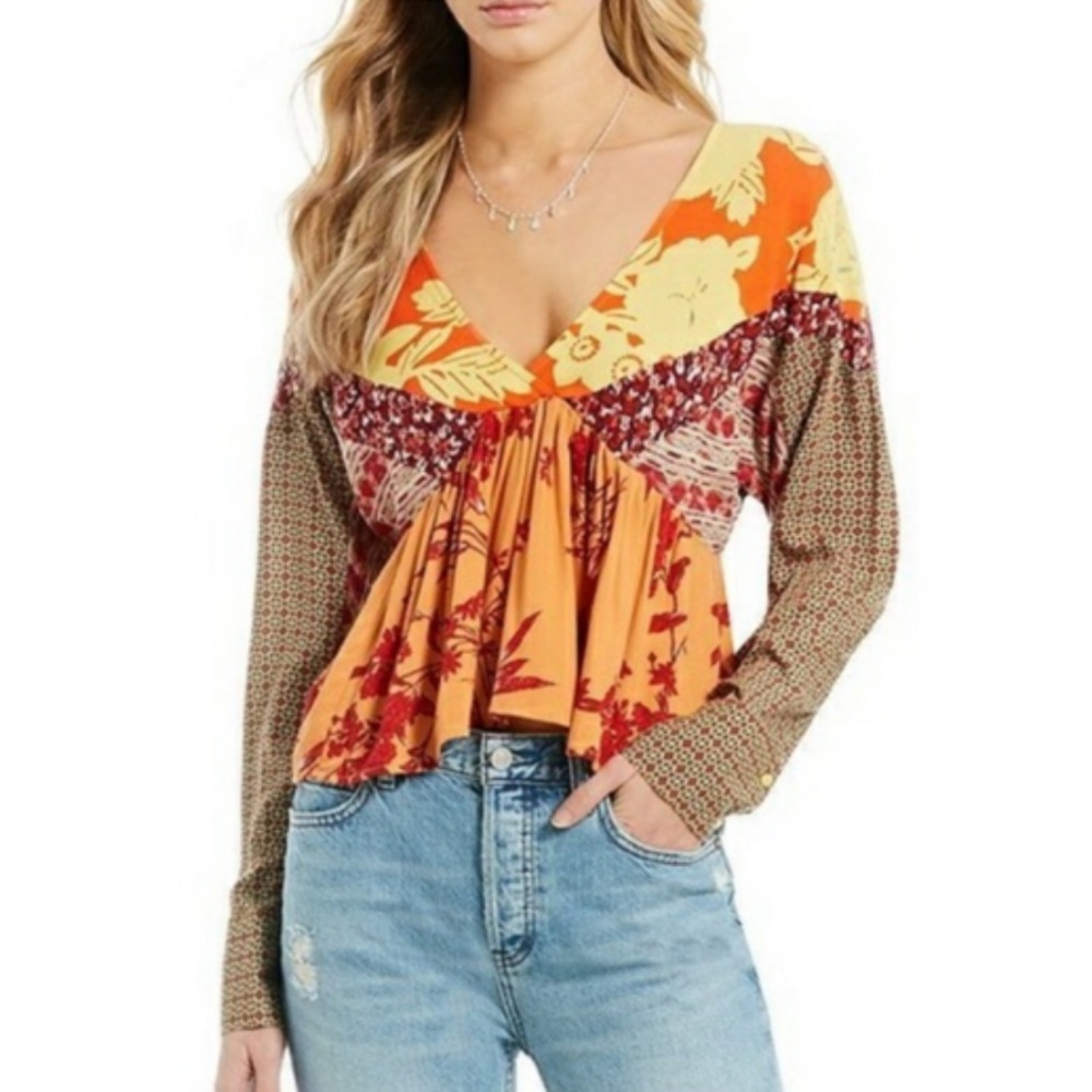 NWOT FREE PEOPLE loose fit cropped blouse